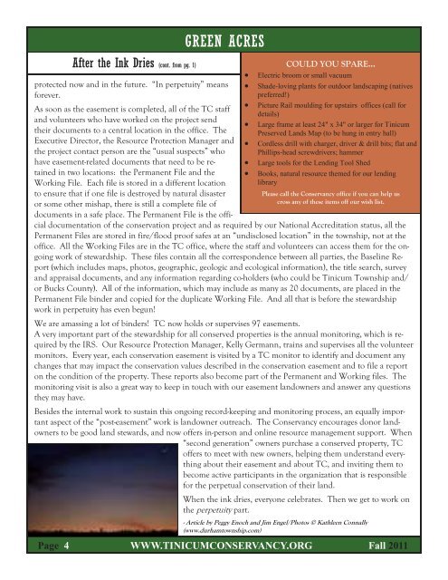 Newsletter-Fall '11FINALFINAL-REALLY - Tinicum Conservancy