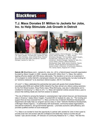 T.J. Maxx Donates $1 Million to Jackets for Jobs, Inc. to Help ...