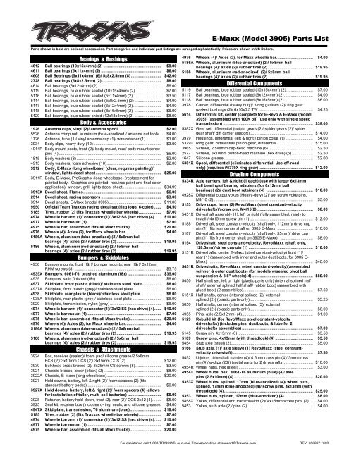 Traxxas Pinion And Spur Gear Chart