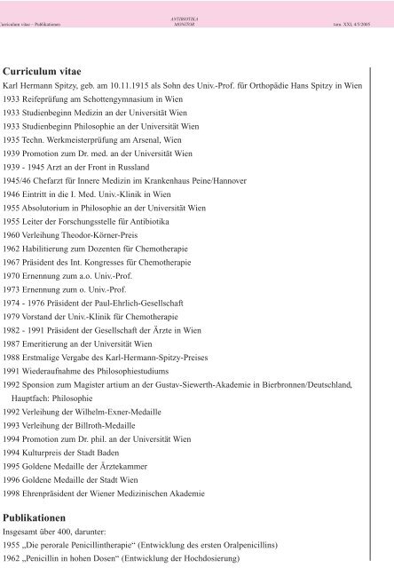 Karl Hermann Spitzy – 90 Jahre - Antibiotika Monitor