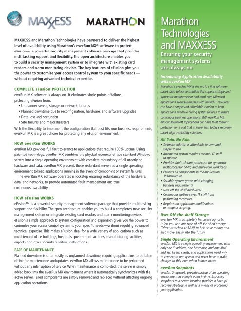 High Availability - Maxxess Systems Inc.