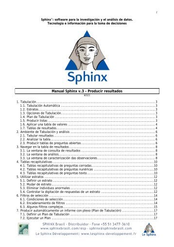 Tablas - SPHINX Brasil