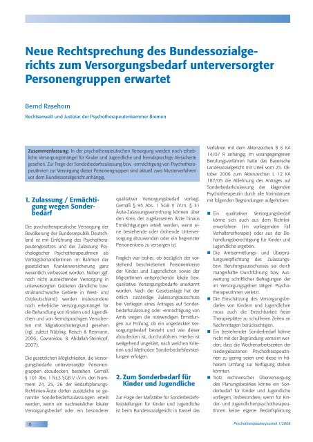 LANGEOOG 2008 - Psychotherapeutenjournal