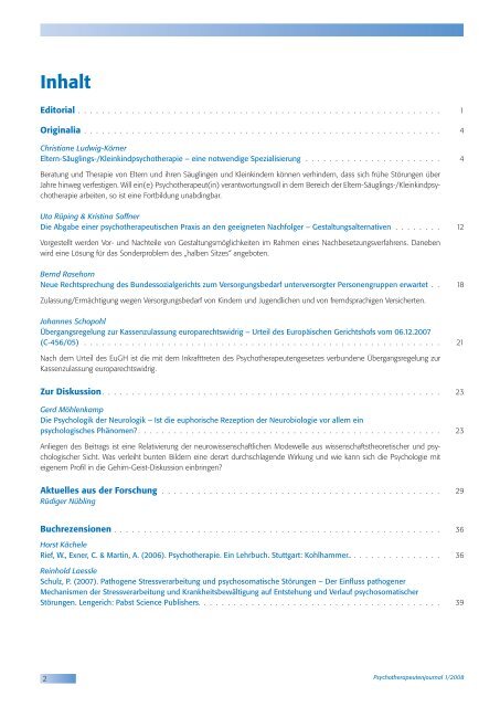 LANGEOOG 2008 - Psychotherapeutenjournal