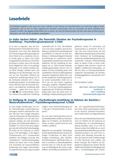 Psychotherapeutenjournal 2/2007 (.pdf)