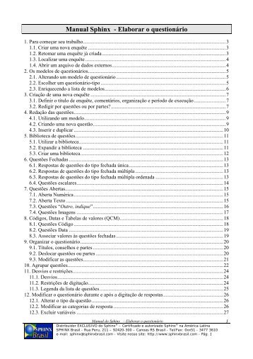 Manual Sphinx - Elaborar o questionário - SPHINX Brasil