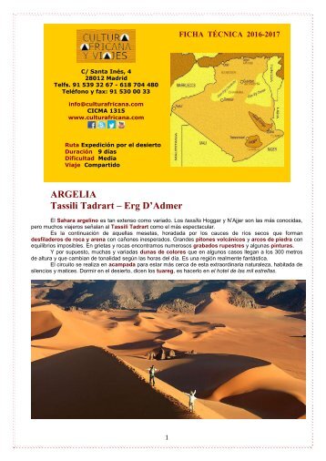 ARGELIA Tassili Tadrart – Erg D’Admer