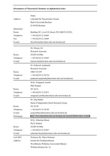 Members - All - Lehrstuhl für Theoretische Chemie - Ruhr ...