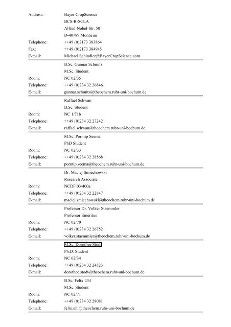 Members - All - Lehrstuhl für Theoretische Chemie - Ruhr ...