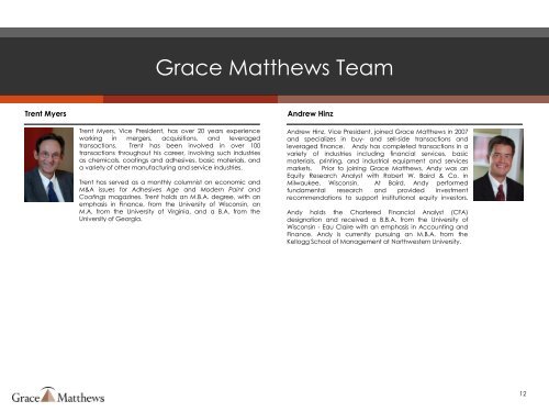 Industry Experience - Grace Matthews, Inc.