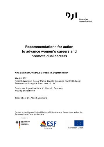 Recommendations for action to advance women's careers and ...