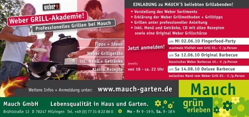 Weber GRILL-Akademie! - Mauch grün erleben in Hilzingen - mauch ...