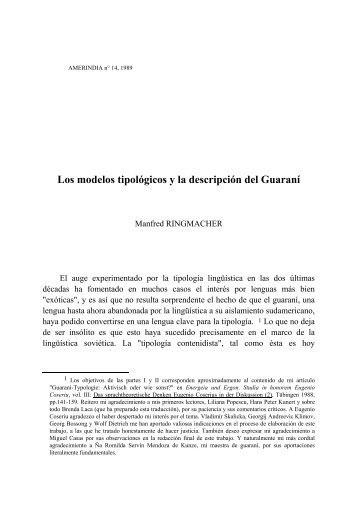 Los modelos tipológicos y la descripción del Guaraní - celia