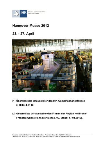 Hannover Messe 2012 23. - 27. April - LifePR