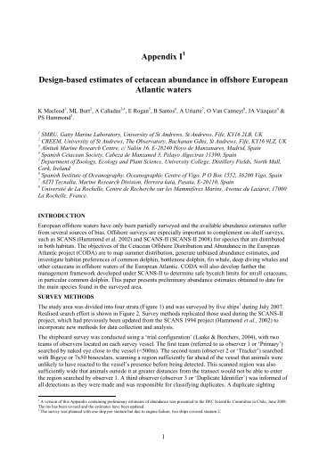 Appendix I Design-based estimates of cetacean abundance in ...