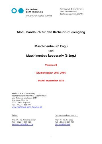 Modulhandbuch für den Bachelor-Studiengang Maschinenbau (B.Eng