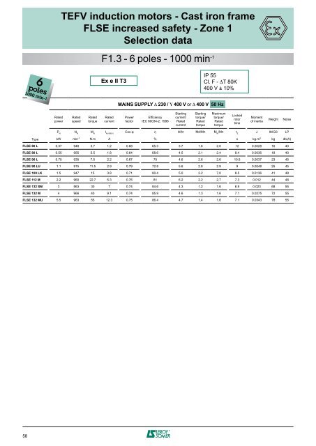 3-phase TEFV induction motors ATEX GAS - Zones 1 & 2