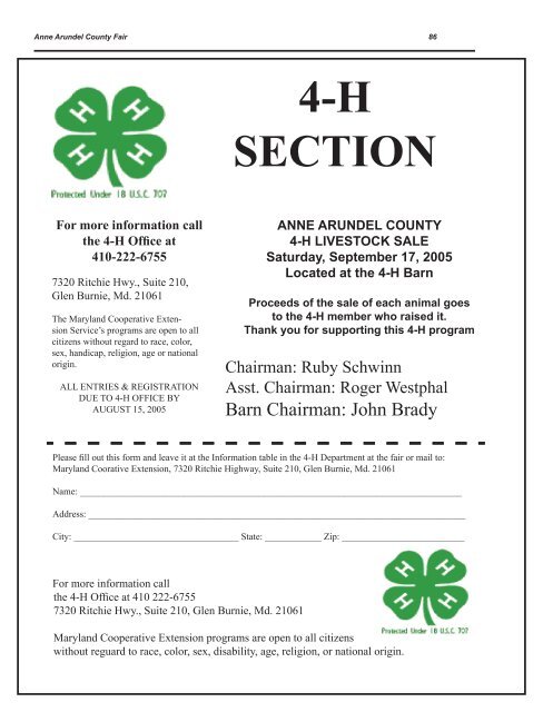 4-H SECTION - Anne Arundel County Fair