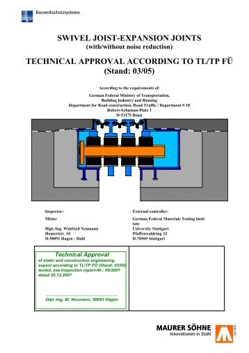 Technical Approval Swivel Joist Expansion Joints - Maurer Söhne