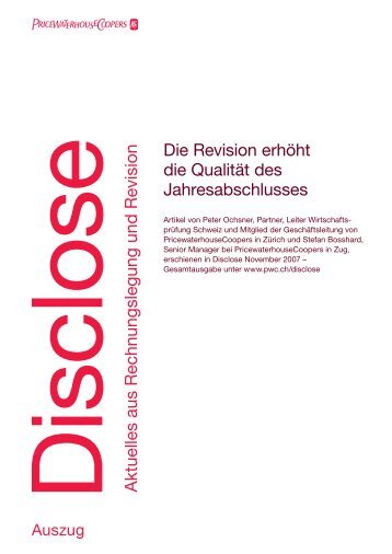 Disclose Aktuelles aus Rechnungslegung und Revision Die ... - PwC