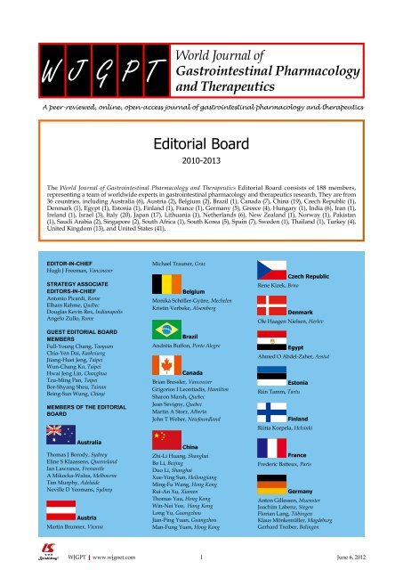 World Journal of Gastrointestinal Pharmacology and Therapeutics