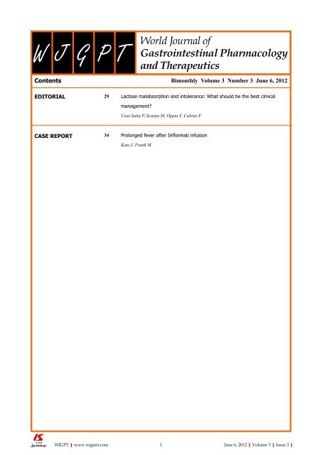 World Journal of Gastrointestinal Pharmacology and Therapeutics