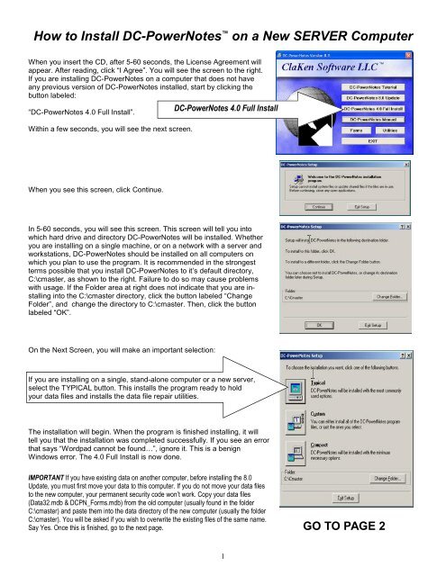 power notes dc to PowerNotesâ„¢ New Install DC SERVER How a on Computer