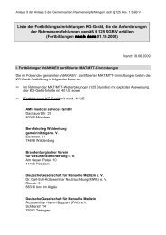 Liste der Fortbildungseinrichtungen KG-Gerät, die die ...