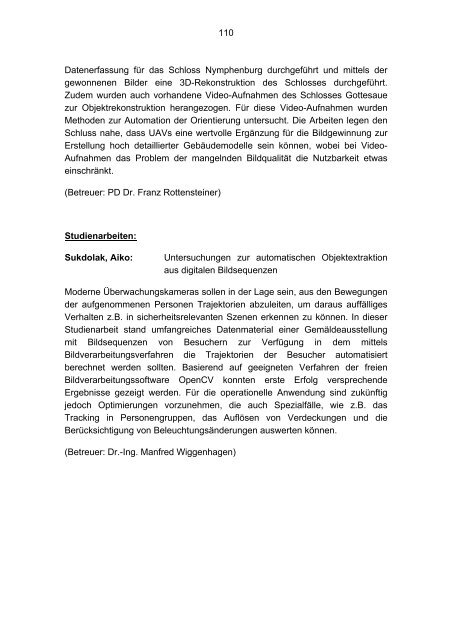 Berichte 2009 - Förderergesellschaft der Geodäsie und ...