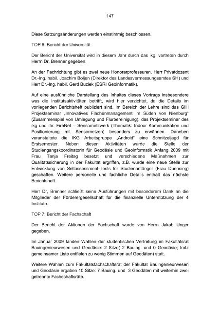 Berichte 2009 - Förderergesellschaft der Geodäsie und ...