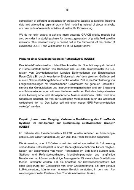 Berichte 2009 - Förderergesellschaft der Geodäsie und ...