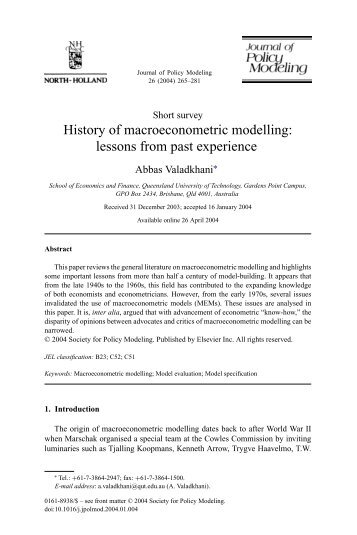 History of macroeconometric modelling: lessons from past experience