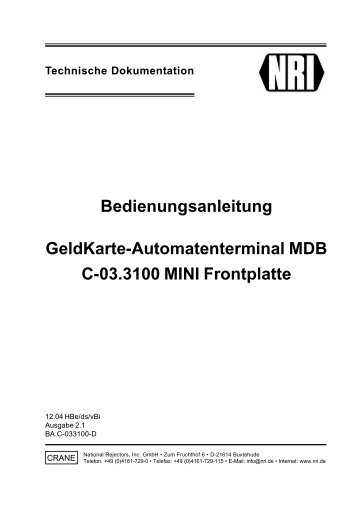 Bedienungsanleitung GeldKarte-Automatenterminal MDB C ...