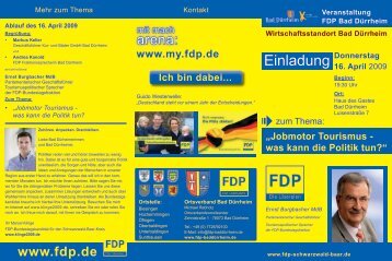 Jobmotor Tourismus - was kann die Politik tun? - FDP Bad Dürrheim