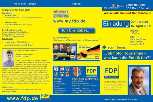 Jobmotor Tourismus - was kann die Politik tun? - FDP Bad Dürrheim