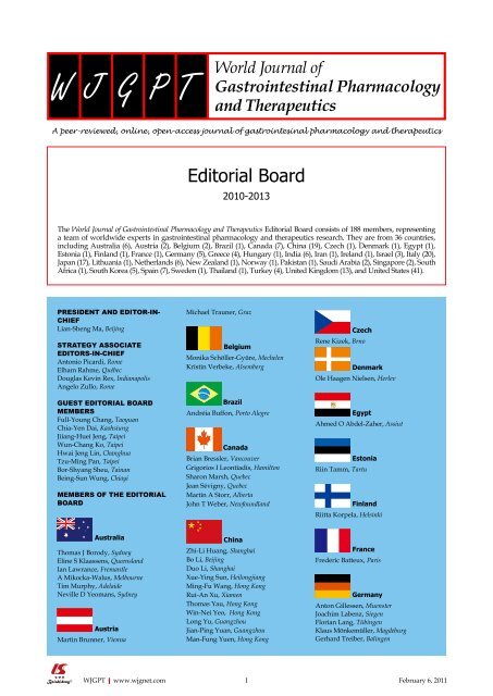 World Journal of Gastrointestinal Pharmacology and Therapeutics