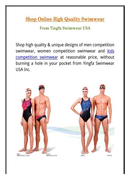 Quality swimwear online sale