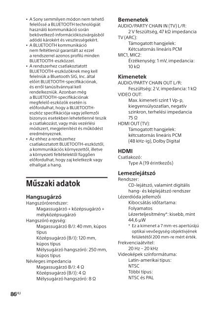 Sony MHC-V77DW - MHC-V77DW Consignes d&rsquo;utilisation Hongrois