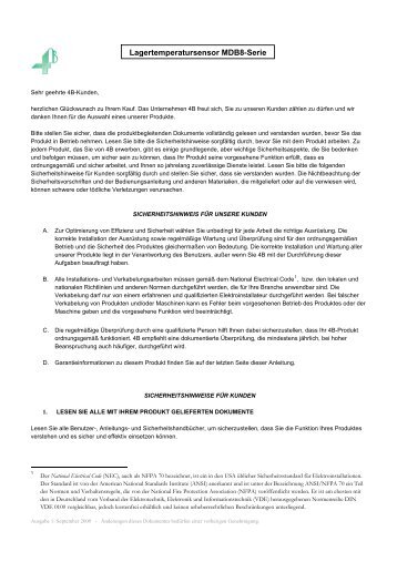 Handbuch MDB Lagertemperatursensoren - 4B Braime Elevator ...