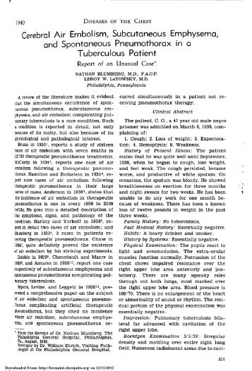 Cerebral Air Embolism, Subcutaneous Emphysema, and ...