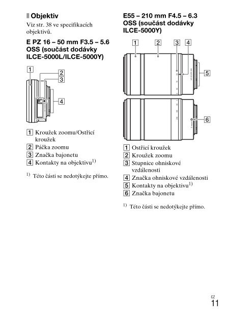 Sony ILCE-5000L - ILCE-5000L Consignes d&rsquo;utilisation Tch&egrave;que