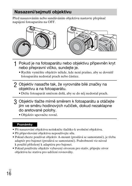 Sony ILCE-5000L - ILCE-5000L Consignes d&rsquo;utilisation Tch&egrave;que