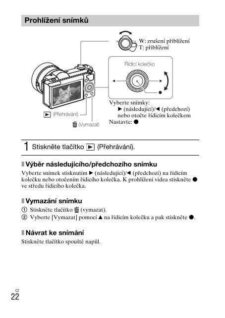 Sony ILCE-5000L - ILCE-5000L Consignes d&rsquo;utilisation Tch&egrave;que