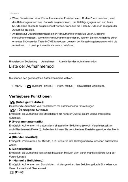 Sony ILCE-5000L - ILCE-5000L Manuel d'aide (version imprimable) Allemand