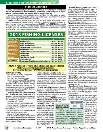 2013 FISHING LICENSES - Pennsylvania Fish and Boat Commission