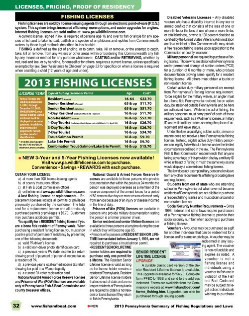 2013 FISHING LICENSES Pennsylvania Fish and Boat Commission