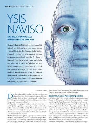 YSIS NAVISO Das neue individuelle Gleitsichtglas von R