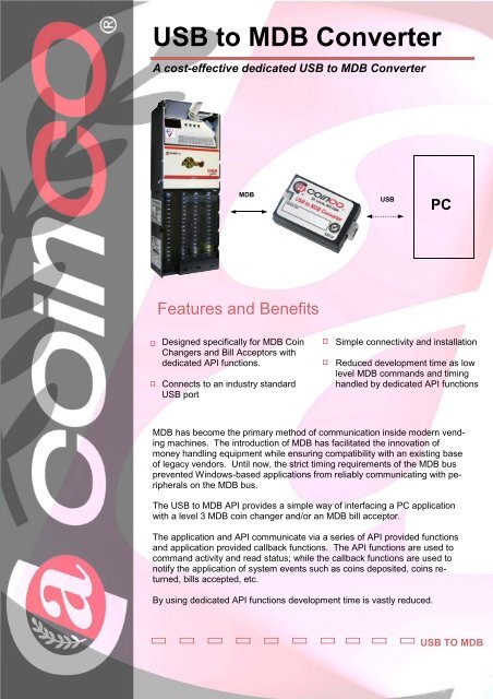 USB to MDB Converter - Coin Acceptors (Coinco) Europe