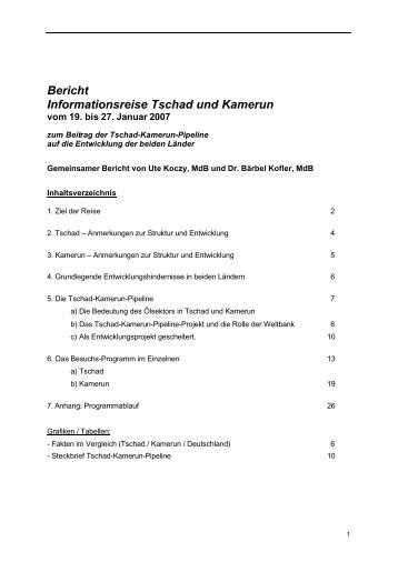 Bericht Informationsreise Tschad und Kamerun - Ute Koczy MdB