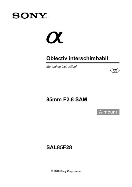 Sony SAL85F28 - SAL85F28 Mode d'emploi Roumain